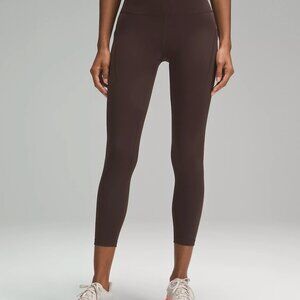 Lululemon Wunder Train High-Rise Crop with Pockets 23", Color Espresso, Size 12